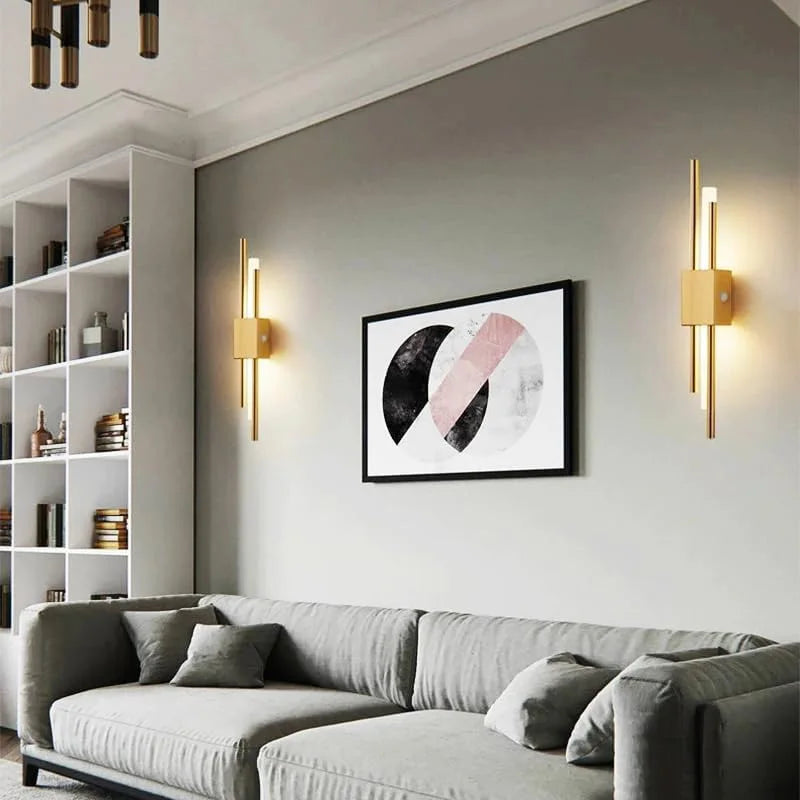 10W LED Wall Light Cylindrical Double Tube Sconce – Modern Gold Bathroom Mirror & Bedroom Wall Lamp Warm White 3000K Indoor Lighting Fixture
