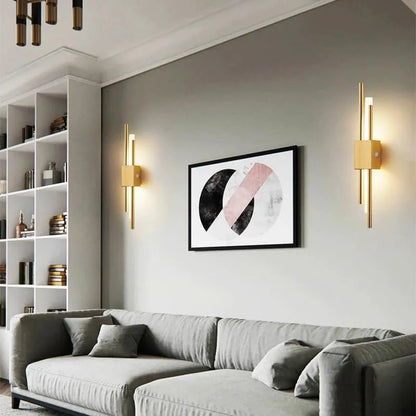 10W LED Wall Light Cylindrical Double Tube Sconce – Modern Gold Bathroom Mirror & Bedroom Wall Lamp Warm White 3000K Indoor Lighting Fixture