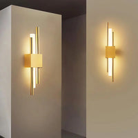 10W LED Wall Light Cylindrical Double Tube Sconce – Modern Gold Bathroom Mirror & Bedroom Wall Lamp Warm White 3000K Indoor Lighting Fixture