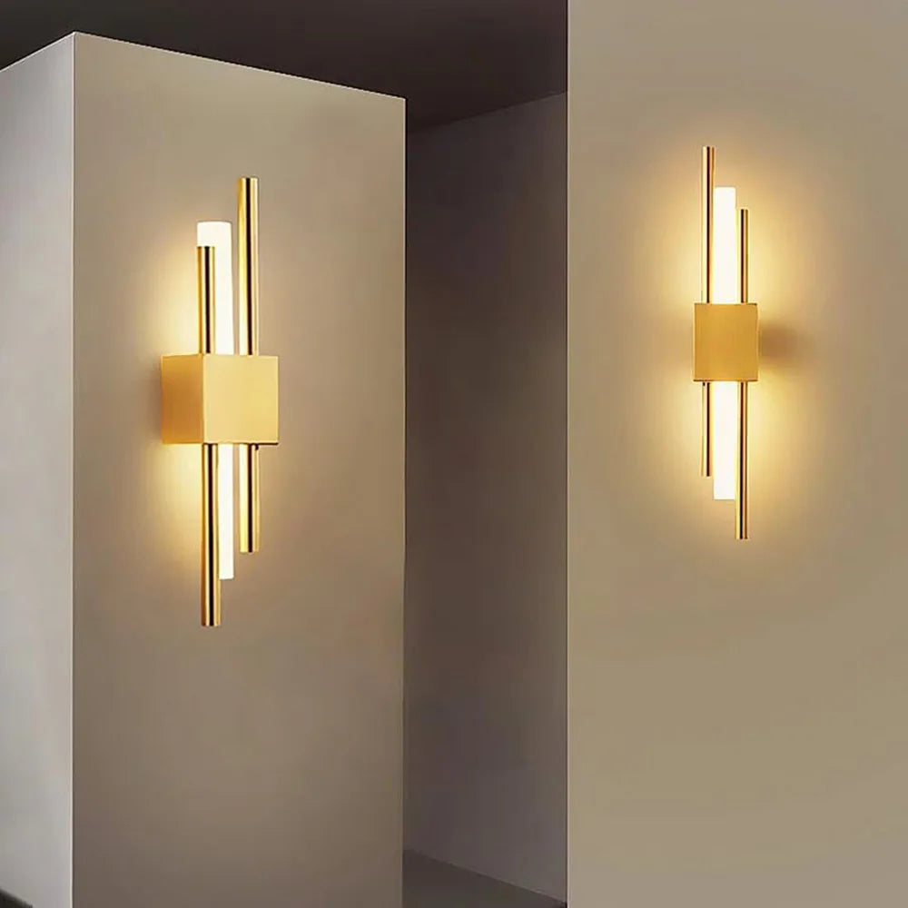 10W LED Wall Light Cylindrical Double Tube Sconce – Modern Gold Bathroom Mirror & Bedroom Wall Lamp Warm White 3000K Indoor Lighting Fixture