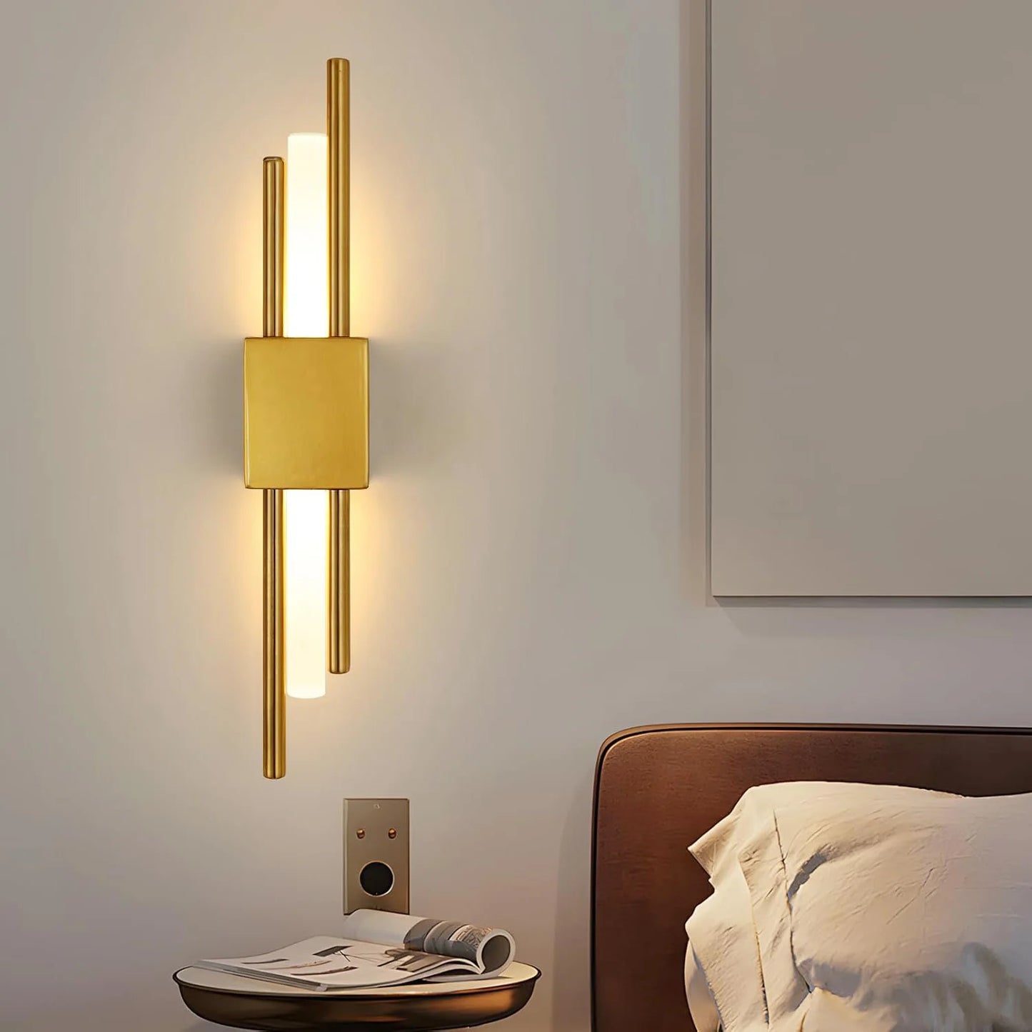 10W LED Wall Light Cylindrical Double Tube Sconce – Modern Gold Bathroom Mirror & Bedroom Wall Lamp Warm White 3000K Indoor Lighting Fixture