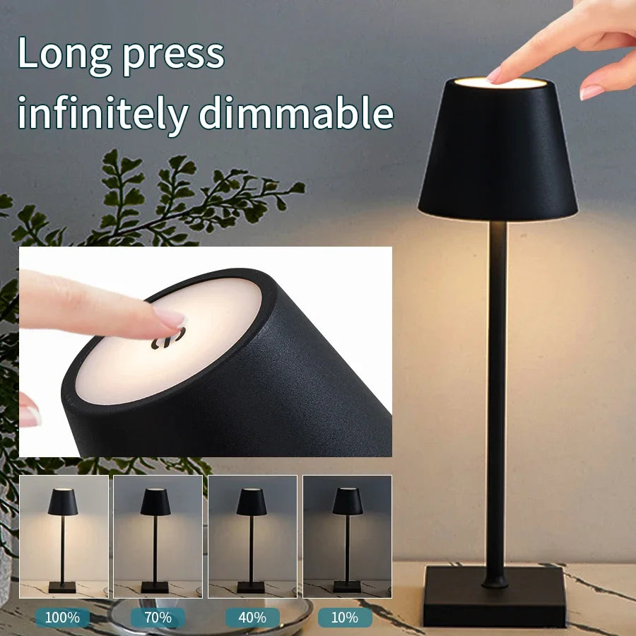 Nordic Rechargeable LED Table Lamp – Touch Dimmable Bedside Desk Light with 3 Color Modes for Bedroom, Study, Dining Room & Modern Home Decor