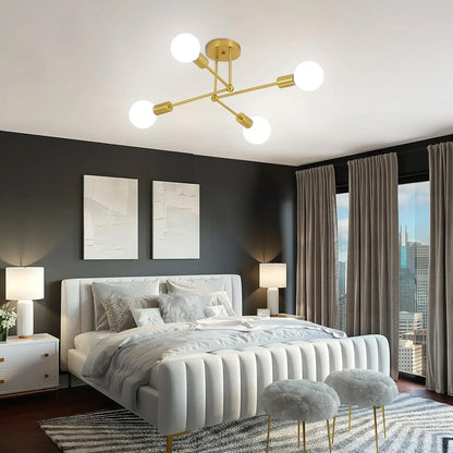 Nordic LED Ceiling Light Modern Minimalist Bedroom Chandelier – E27 Iron Fixture for Living Room, Dining Room, Study & Home Interior Lighting