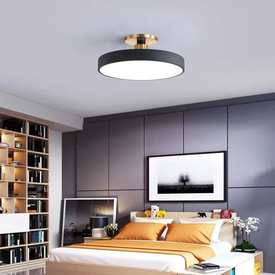 Nordic Macaron LED Ceiling Light – Modern Circular Flush Mount Ceiling Lamp for Living Room, Bedroom, Balcony & Study Room Indoor Home Lighting Fixture