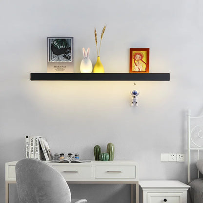 Modern LED Wall Light with Storage Shelf – Minimalist LED Strip Wall Sconce for Living Room, Bedroom, Sofa Background Wall, Bathroom & Home Decor Lighting