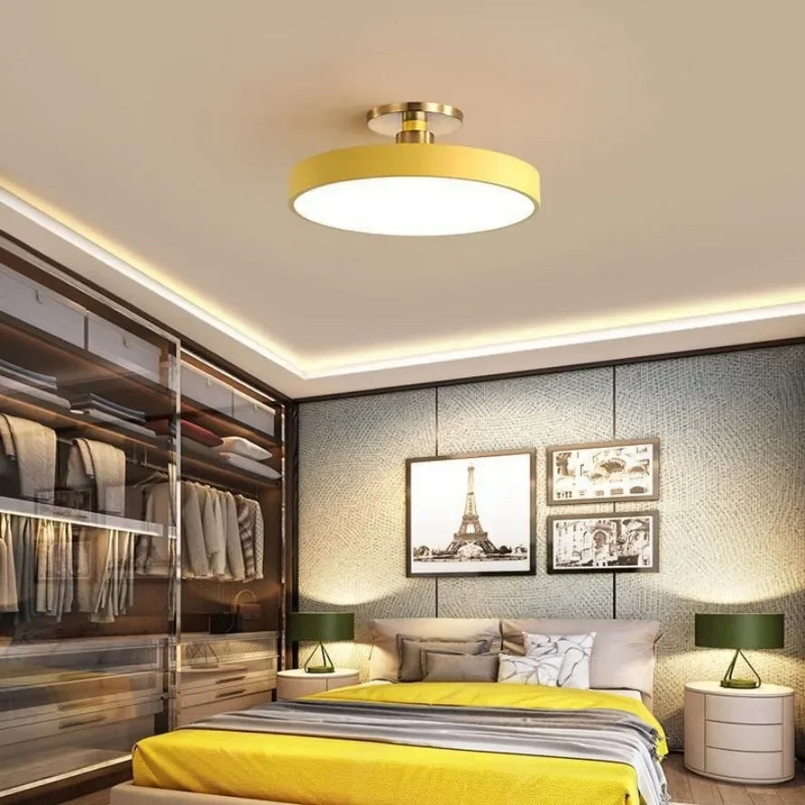 Nordic Macaron LED Ceiling Light – Modern Circular Flush Mount Ceiling Lamp for Living Room, Bedroom, Balcony & Study Room Indoor Home Lighting Fixture