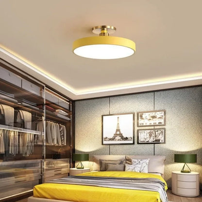 Nordic Macaron LED Ceiling Light – Modern Circular Flush Mount Ceiling Lamp for Living Room, Bedroom, Balcony & Study Room Indoor Home Lighting Fixture