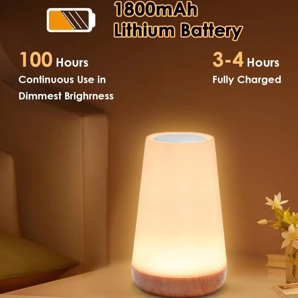 Rechargeable Touch Bedside Night Light – 13 Color LED Table Lamp with Remote Control, Dimmable Brightness & Portable Bedroom Ambient Lighting
