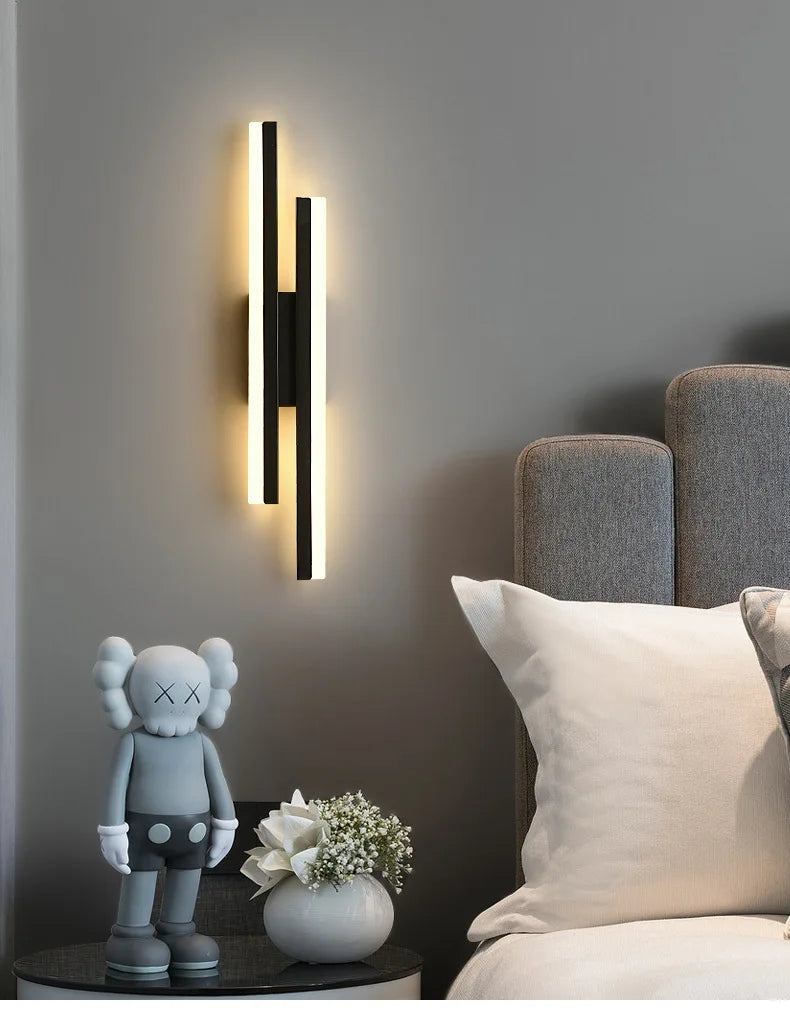 Modern LED Wall Sconce Lamp Copper Line Acrylic Wall Light – Dimmable 3 Color Indoor Wall Mounted Lighting Fixture for Bedroom, Living Room, Corridor & Home Decor