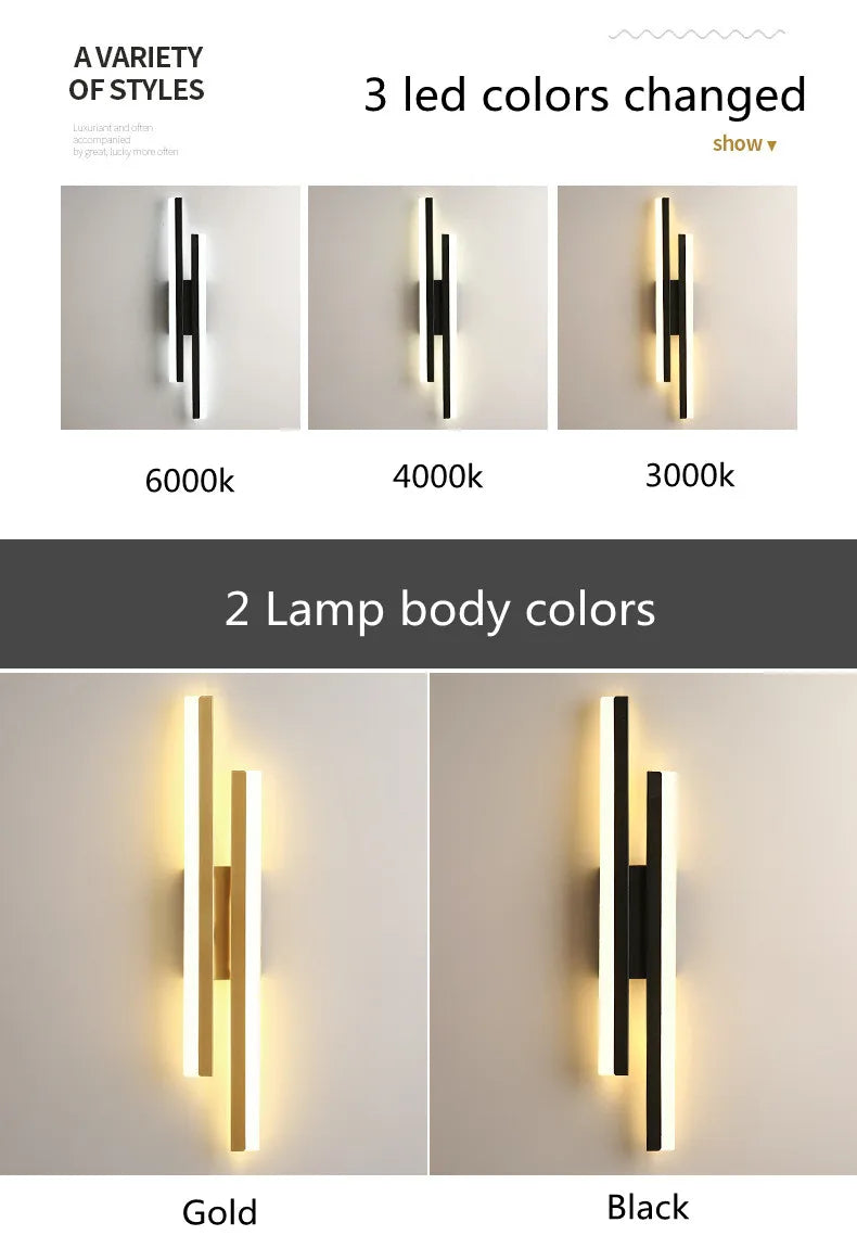 Modern LED Wall Sconce Lamp Copper Line Acrylic Wall Light – Dimmable 3 Color Indoor Wall Mounted Lighting Fixture for Bedroom, Living Room, Corridor & Home Decor