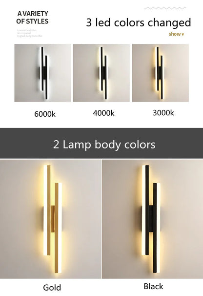 Modern LED Wall Sconce Lamp Copper Line Acrylic Wall Light – Dimmable 3 Color Indoor Wall Mounted Lighting Fixture for Bedroom, Living Room, Corridor & Home Decor