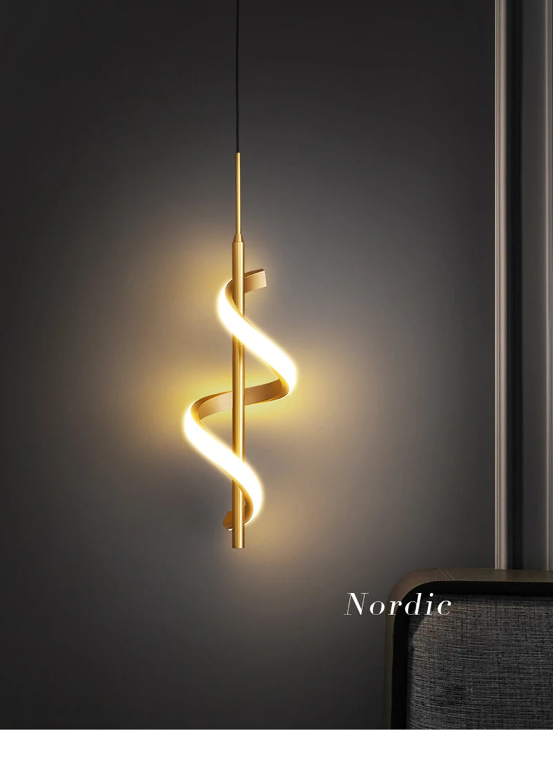 Modern Copper LED Pendant Light Hanging Lamp – Minimalist Ceiling Cord Pendant Light Fixture for Kitchen, Dining Table, Living Room, Bedroom & Home Decor