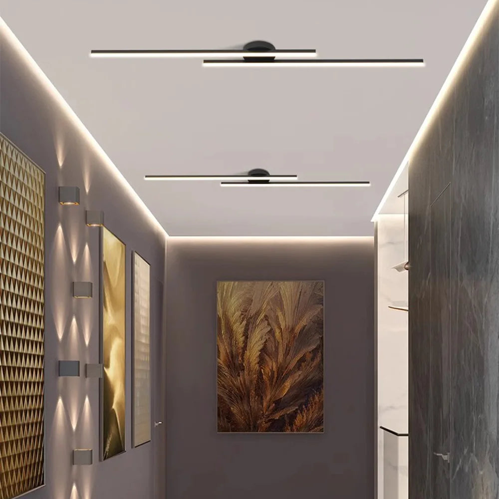 Modern LED Ceiling Light Long Aluminium Linear Ceiling Lamp – Dimmable Surface Mounted Indoor Lighting Fixture for Bedroom, Kitchen, Hallway, Office & Living Room