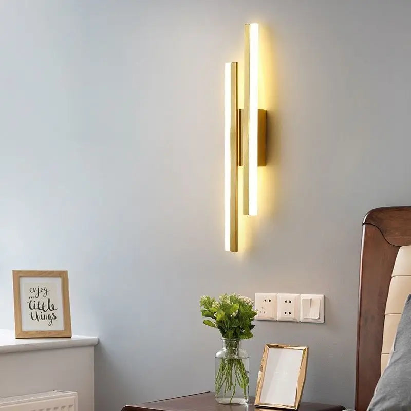 Modern LED Wall Sconce Lamp Copper Line Acrylic Wall Light – Dimmable 3 Color Indoor Wall Mounted Lighting Fixture for Bedroom, Living Room, Corridor & Home Decor