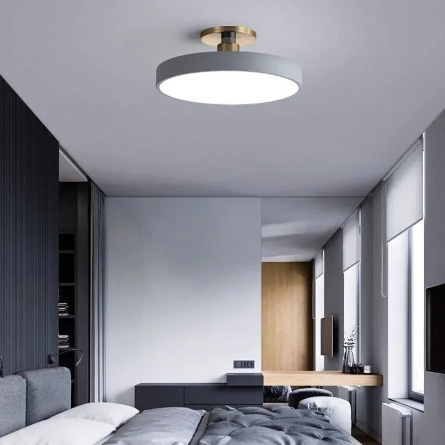Nordic Macaron LED Ceiling Light – Modern Circular Flush Mount Ceiling Lamp for Living Room, Bedroom, Balcony & Study Room Indoor Home Lighting Fixture