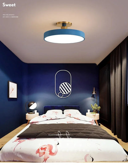 Nordic Macaron LED Ceiling Light – Modern Circular Flush Mount Ceiling Lamp for Living Room, Bedroom, Balcony & Study Room Indoor Home Lighting Fixture