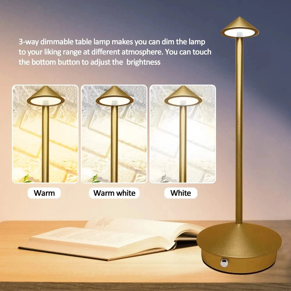 Rechargeable Cordless LED Table Lamp – Modern Touch Dimmable Bedside & Dining Lamp for Restaurants, Coffee Tables, Bars, Bedrooms & Home Decor