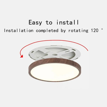 Modern Ultra-Thin LED Wood Grain Ceiling Light Circular Flush Mount Lamp – Walnut Style Ceiling Lighting for Bedroom, Living Room, Dining Room, Balcony & Home Interior