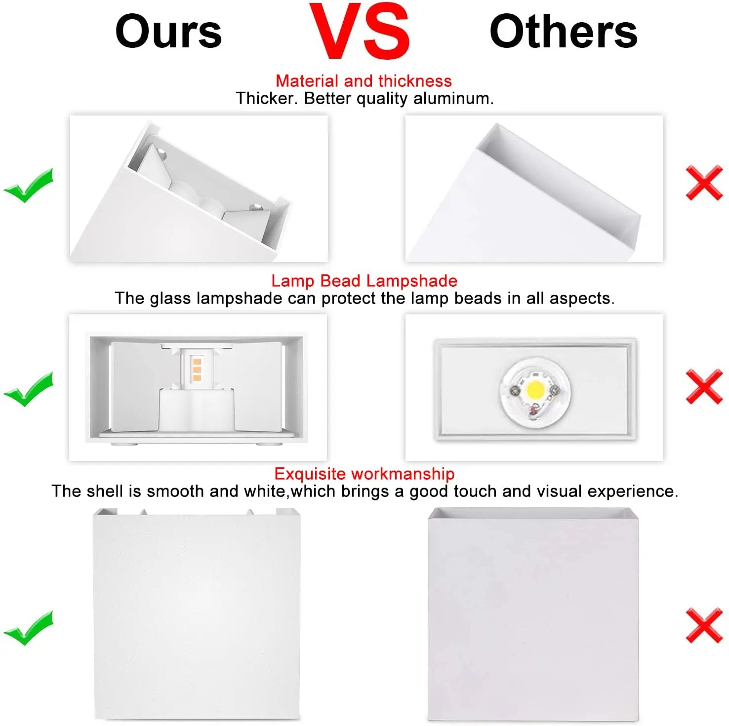 IP65 Waterproof LED Wall Sconce 6W Modern Up & Down Wall Light – Indoor Outdoor Aluminium Wall Mounted Lamp for Bedroom, Living Room, Hallway, Bathroom & Exterior Lighting