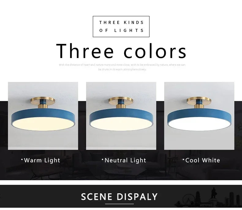 Nordic Macaron LED Ceiling Light – Modern Circular Flush Mount Ceiling Lamp for Living Room, Bedroom, Balcony & Study Room Indoor Home Lighting Fixture