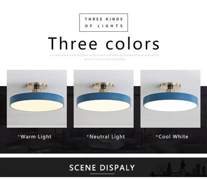 Nordic Macaron LED Ceiling Light – Modern Circular Flush Mount Ceiling Lamp for Living Room, Bedroom, Balcony & Study Room Indoor Home Lighting Fixture