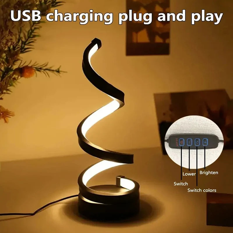 Modern USB Dimmable LED Bedside Night Light – 3 Color Ring Table Lamp with Clip, Adjustable Brightness Desk Lamp for Bedroom, Reading & Nightstand