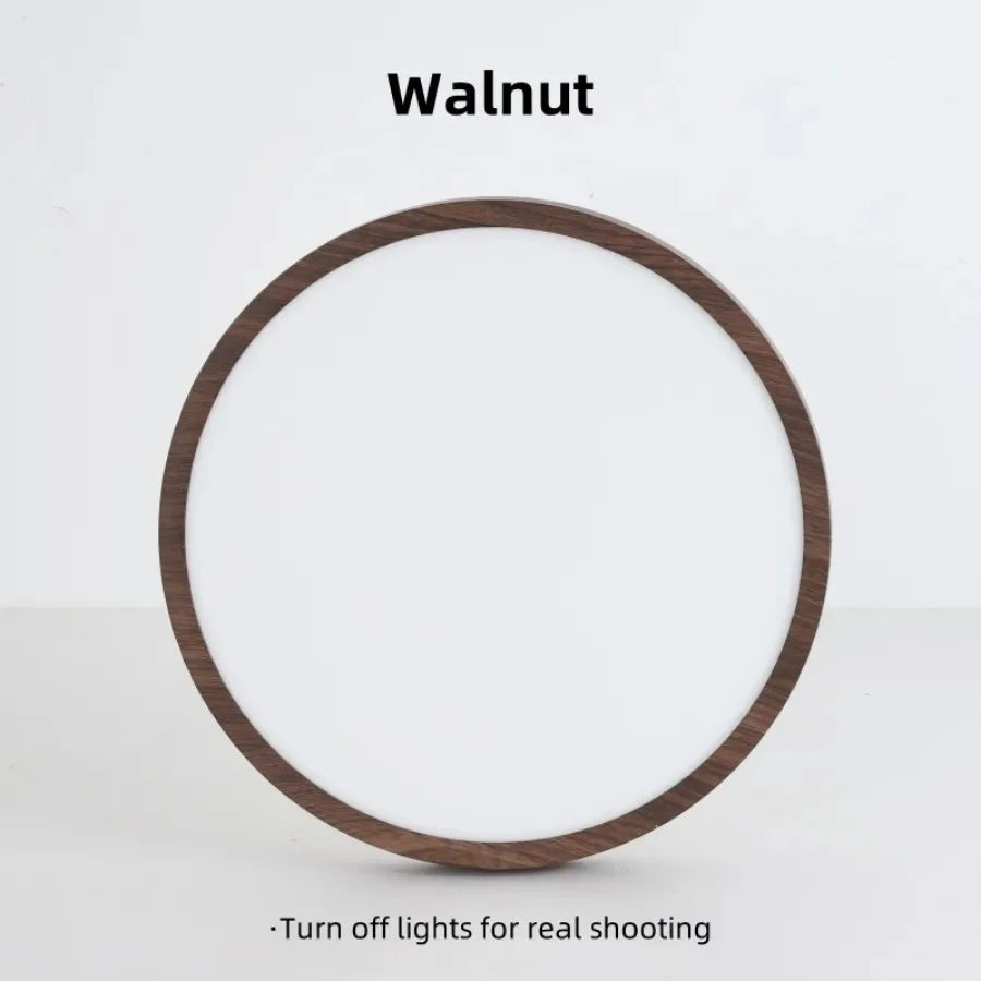 Modern Ultra-Thin LED Wood Grain Ceiling Light Circular Flush Mount Lamp – Walnut Style Ceiling Lighting for Bedroom, Living Room, Dining Room, Balcony & Home Interior