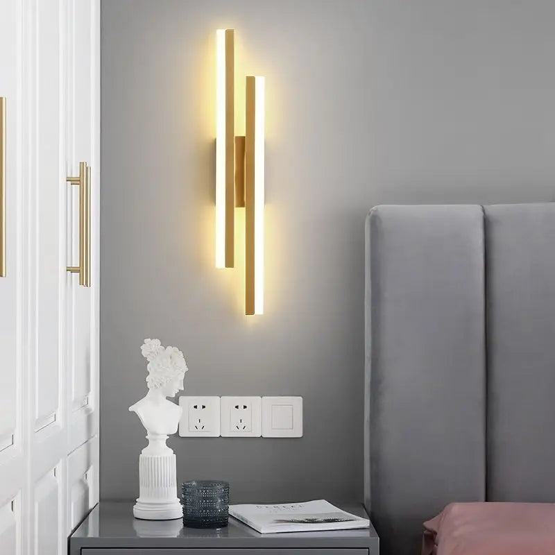 Modern LED Wall Sconce Lamp Copper Line Acrylic Wall Light – Dimmable 3 Color Indoor Wall Mounted Lighting Fixture for Bedroom, Living Room, Corridor & Home Decor