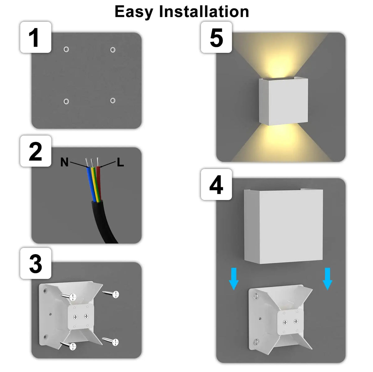 IP65 Waterproof LED Wall Sconce 6W Modern Up & Down Wall Light – Indoor Outdoor Aluminium Wall Mounted Lamp for Bedroom, Living Room, Hallway, Bathroom & Exterior Lighting