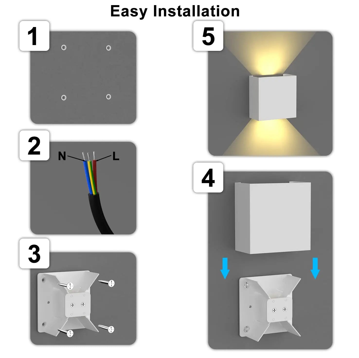 IP65 Waterproof LED Wall Sconce 6W Modern Up & Down Wall Light – Indoor Outdoor Aluminium Wall Mounted Lamp for Bedroom, Living Room, Hallway, Bathroom & Exterior Lighting