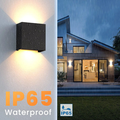 IP65 Waterproof LED Wall Sconce 6W Modern Up & Down Wall Light – Indoor Outdoor Aluminium Wall Mounted Lamp for Bedroom, Living Room, Hallway, Bathroom & Exterior Lighting