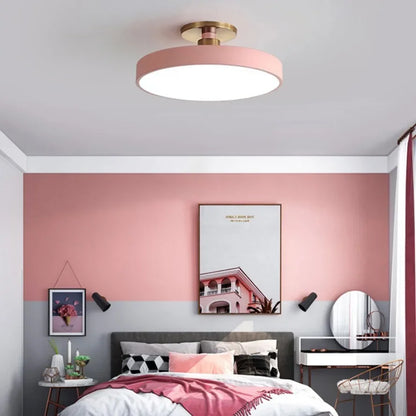 Nordic Macaron LED Ceiling Light – Modern Circular Flush Mount Ceiling Lamp for Living Room, Bedroom, Balcony & Study Room Indoor Home Lighting Fixture