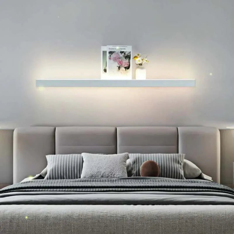 Modern LED Wall Light with Storage Shelf – Minimalist LED Strip Wall Sconce for Living Room, Bedroom, Sofa Background Wall, Bathroom & Home Decor Lighting