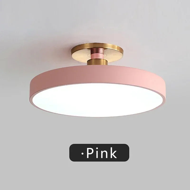 Nordic Macaron LED Ceiling Light – Modern Circular Flush Mount Ceiling Lamp for Living Room, Bedroom, Balcony & Study Room Indoor Home Lighting Fixture