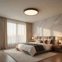Modern Ultra-Thin LED Wood Grain Ceiling Light Circular Flush Mount Lamp – Walnut Style Ceiling Lighting for Bedroom, Living Room, Dining Room, Balcony & Home Interior